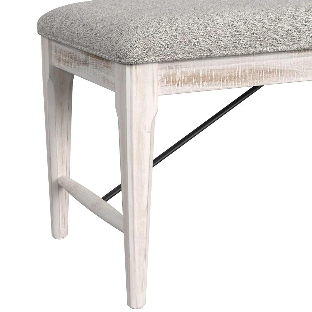 Picket House Furnishings - Westwood Dining Bench with Grey Fabric in Rustic White - D-12850-7-BN veiw 3