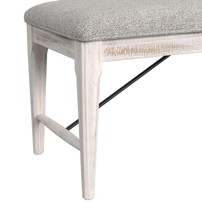 Picket House Furnishings - Westwood Dining Bench with Grey Fabric in Rustic White - D-12850-7-BN veiw 3