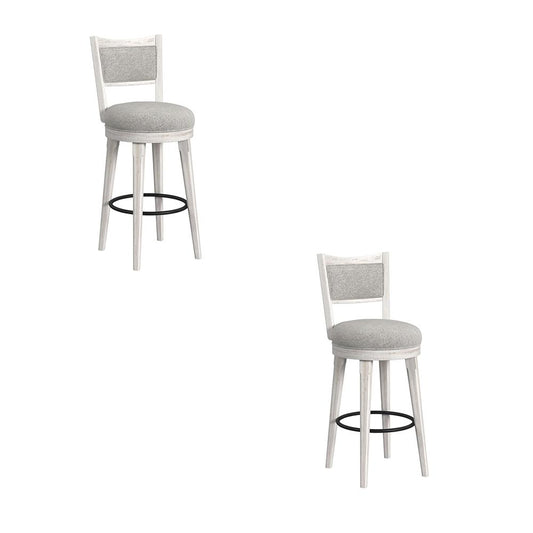 Picket House Furnishings - Westwood Swivel Bar Stool with Grey Fabric in Rustic White (Set of 2) - D-12850-7-BST veiw 1