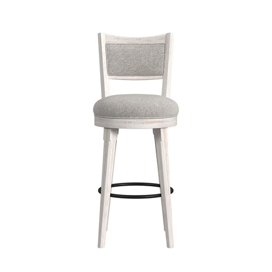 Picket House Furnishings - Westwood Swivel Bar Stool with Grey Fabric in Rustic White (Set of 2) - D-12850-7-BST veiw 2