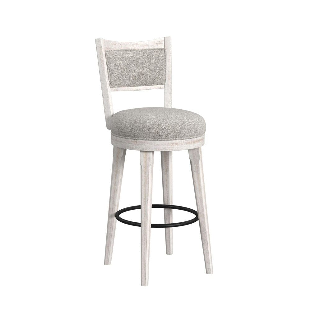 Picket House Furnishings - Westwood Swivel Bar Stool with Grey Fabric in Rustic White (Set of 2) - D-12850-7-BST veiw 4