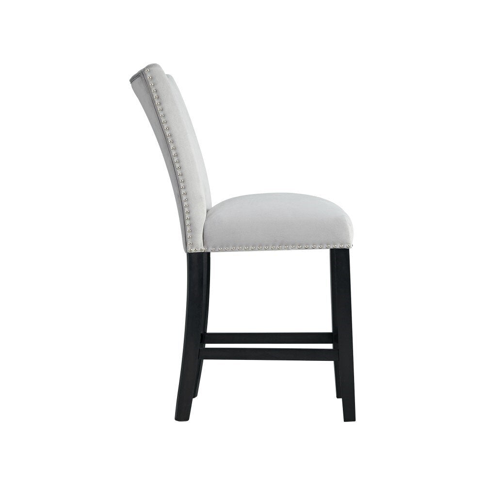 Picket House Furnishings - Willow White Marble 5PC Counter Height Dining Set-Table and Four Gray Velvet Chairs - CVL300C5PC veiw 7