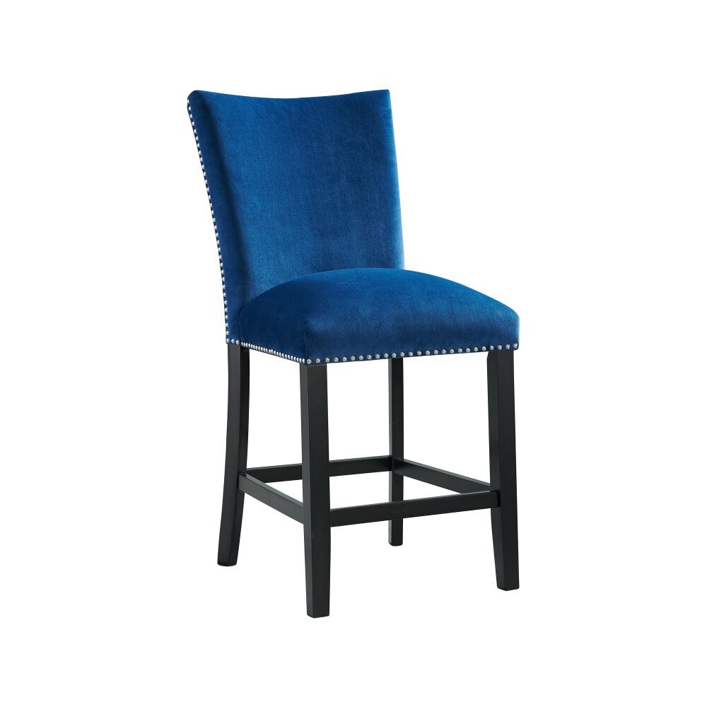Picket House Furnishings - Willow White Marble 5PC Counter Height Dining Set-Table and Four Blue Velvet Chairs - CVL700C5PC veiw 5