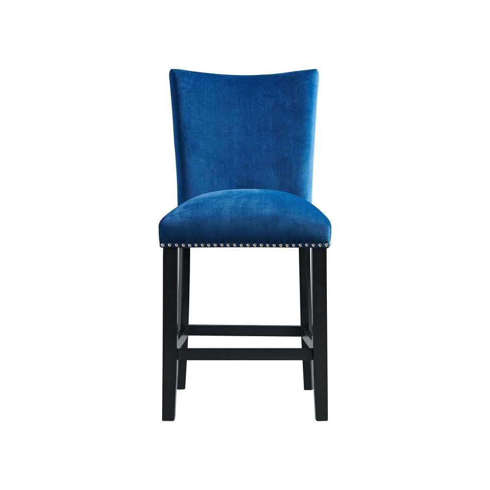 Picket House Furnishings - Willow White Marble 5PC Counter Height Dining Set-Table and Four Blue Velvet Chairs - CVL700C5PC veiw 6