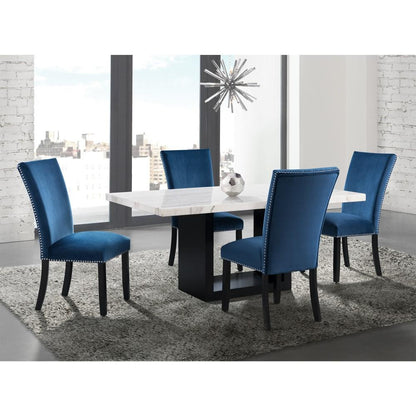 Picket House Furnishings - Willow White Marble 5PC Dining Set-Table & Four Blue Chairs - CVL500BL5PC veiw 1