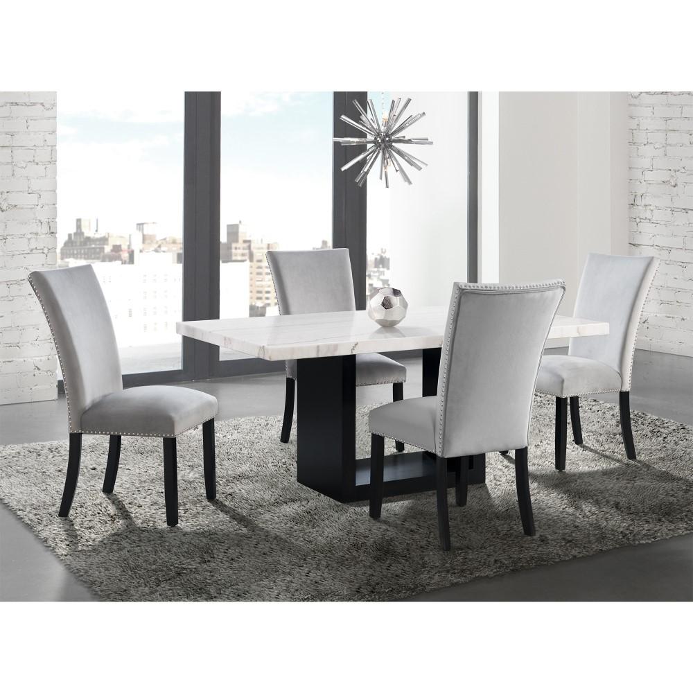 Picket House Furnishings - Willow White Marble 5PC Dining Set-Table & Four Gray Chairs - CVL500GY5PC veiw 1