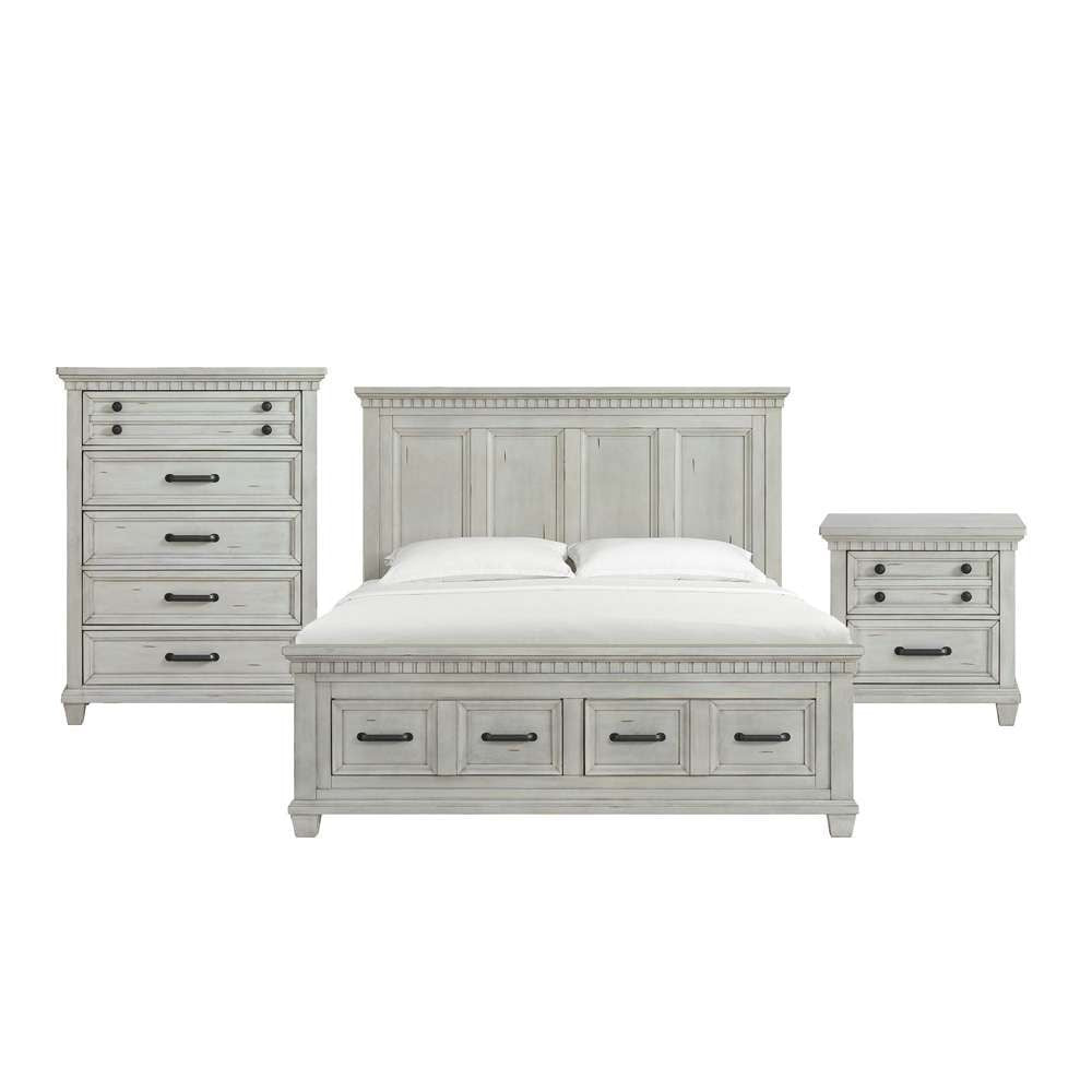Picket House Furnishings - Windom King Storage 3PC Bedroom Set in Antique White - B-10530-7-KSB-3PC veiw 1