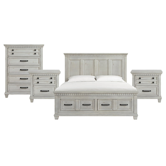 Picket House Furnishings - Windom King Storage 4PC Bedroom Set in Antique White - B-10530-7-KSB-NSCH view 1