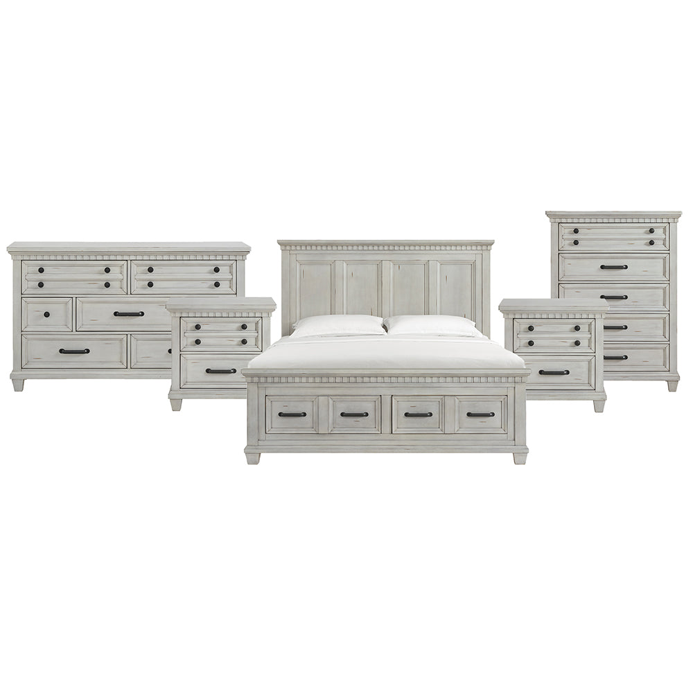 Picket House Furnishings - Windom King Storage 5PC Bedroom Set in Antique White - B-10530-7-KSB-NSDRC view 1