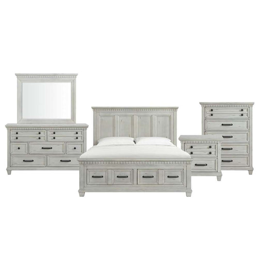 Picket House Furnishings - Windom King Storage 5PC Bedroom Set in Antique White - B-10530-7-KSB-5PC veiw 1