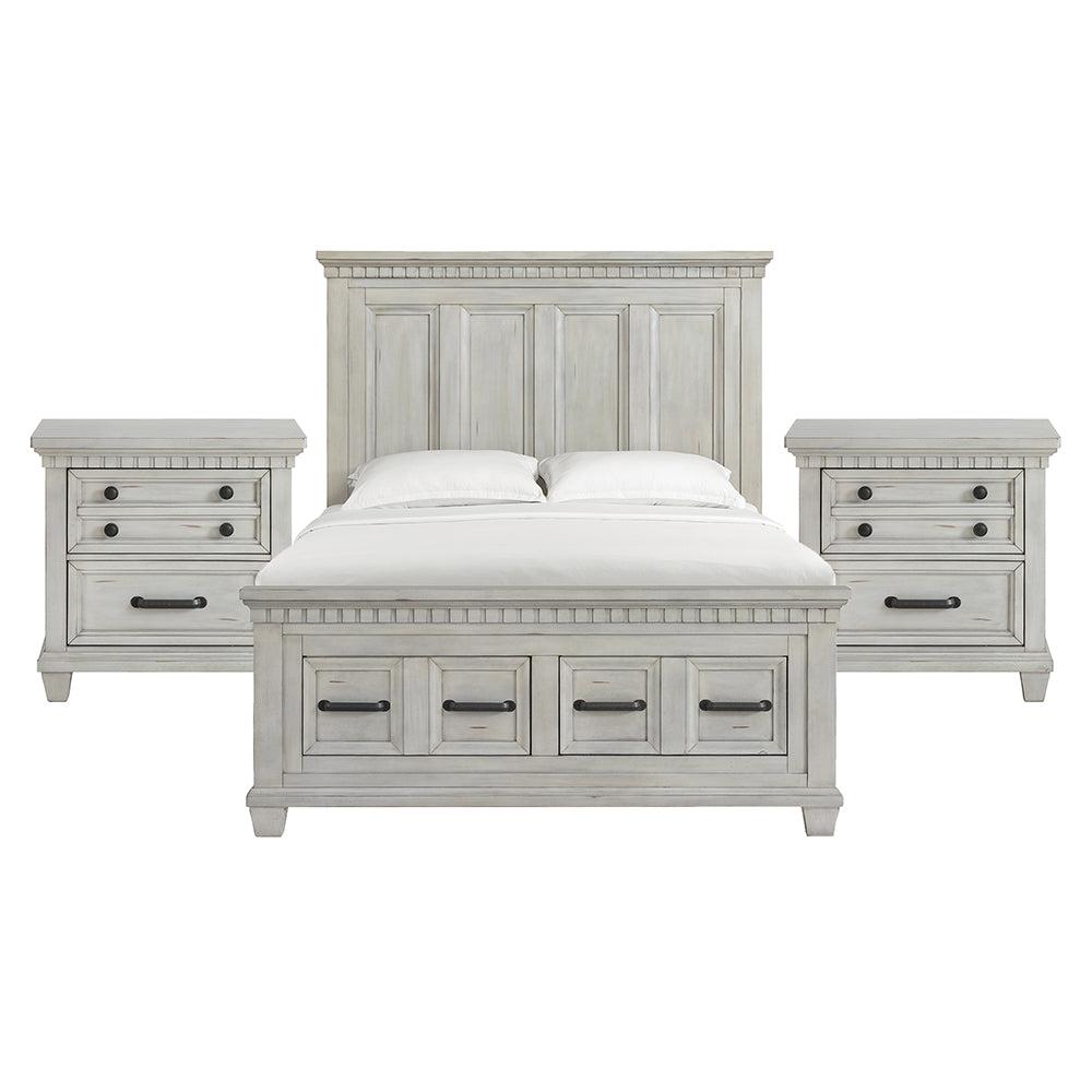 Picket House Furnishings - Windom Queen Storage 3PC Bedroom Set in Antique White - B-10530-7-QSB-NS2 view 1