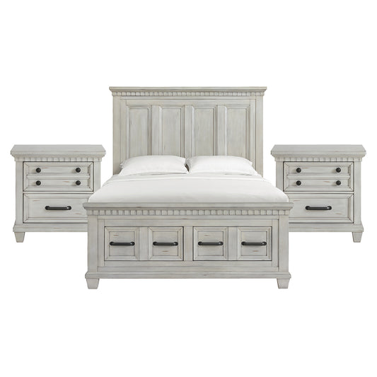 Picket House Furnishings - Windom Queen Storage 3PC Bedroom Set in Antique White - B-10530-7-QSB-NS2 view 1