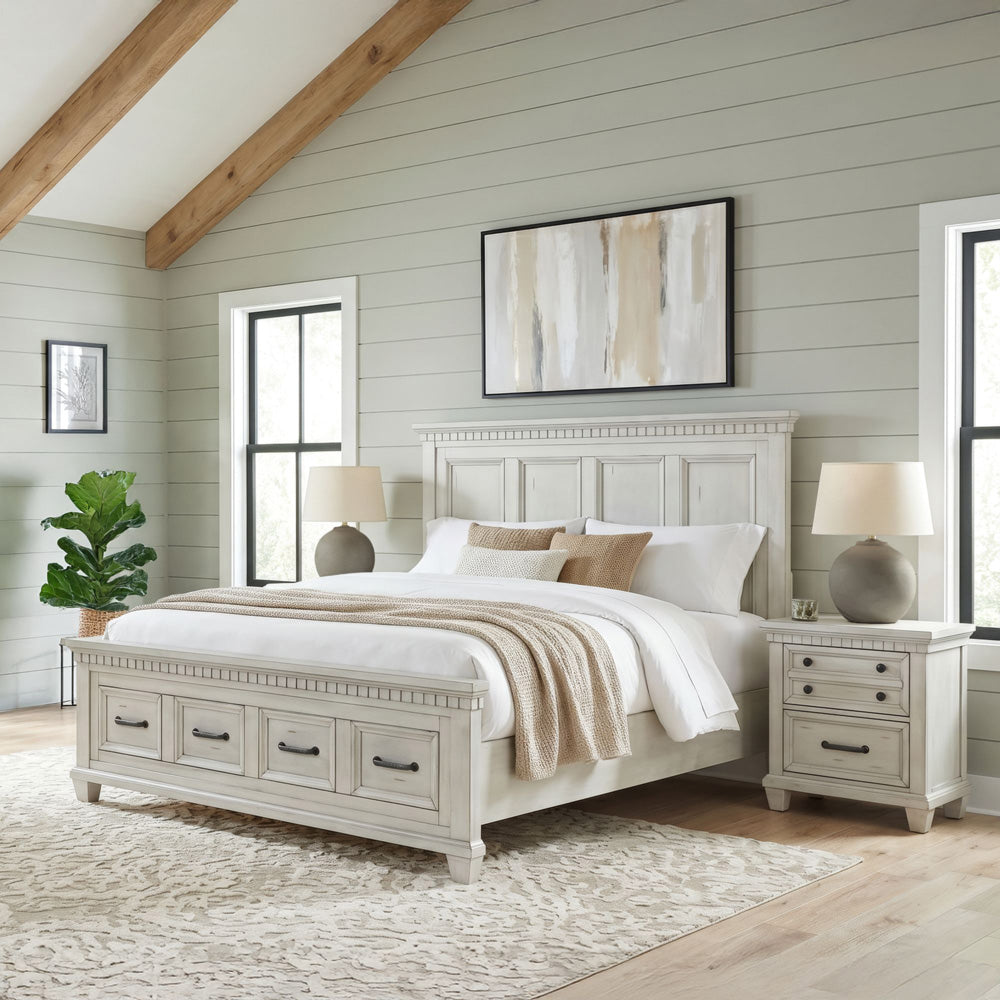 Picket House Furnishings - Windom Queen Storage 3PC Bedroom Set in Antique White - B-10530-7-QSB-NS2 view 3