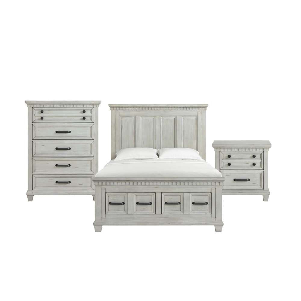 Picket House Furnishings - Windom Queen Storage 3PC Bedroom Set in Antique White - B-10530-7-QSB-3PC veiw 1