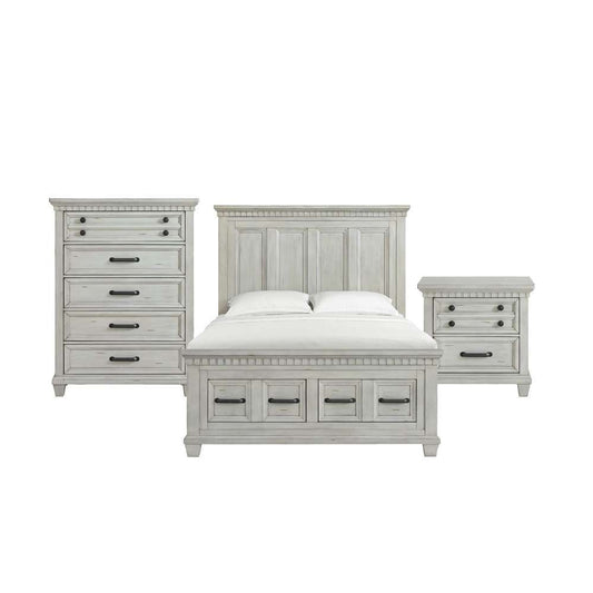 Picket House Furnishings - Windom Queen Storage 3PC Bedroom Set in Antique White - B-10530-7-QSB-3PC veiw 1