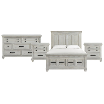 Picket House Furnishings - Windom Queen Storage 4PC Bedroom Set in Antique White - B-10530-7-QSB-NSDR view 1