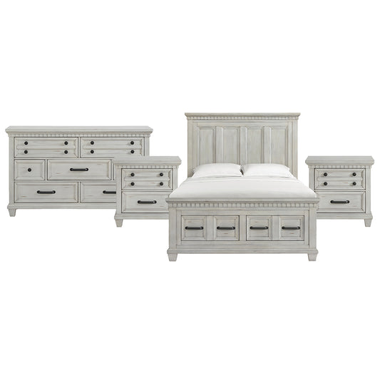 Picket House Furnishings - Windom Queen Storage 4PC Bedroom Set in Antique White - B-10530-7-QSB-NSDR view 1