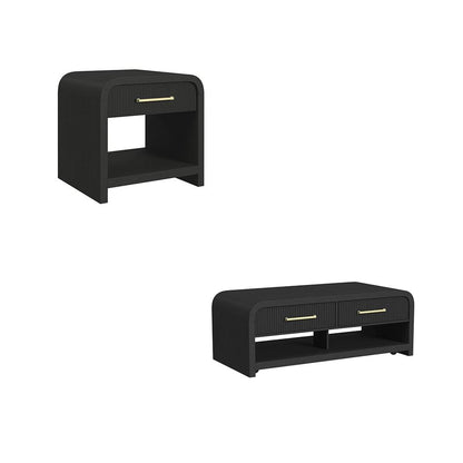 Picket House Furnishings - Woodridge 2PC Occasional Table Set in Black with Grain-Coffee Table & End Table - T-14440-8W-2PC veiw 1