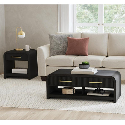 Picket House Furnishings - Woodridge 2PC Occasional Table Set in Black with Grain-Coffee Table & End Table - T-14440-8W-2PC veiw 4