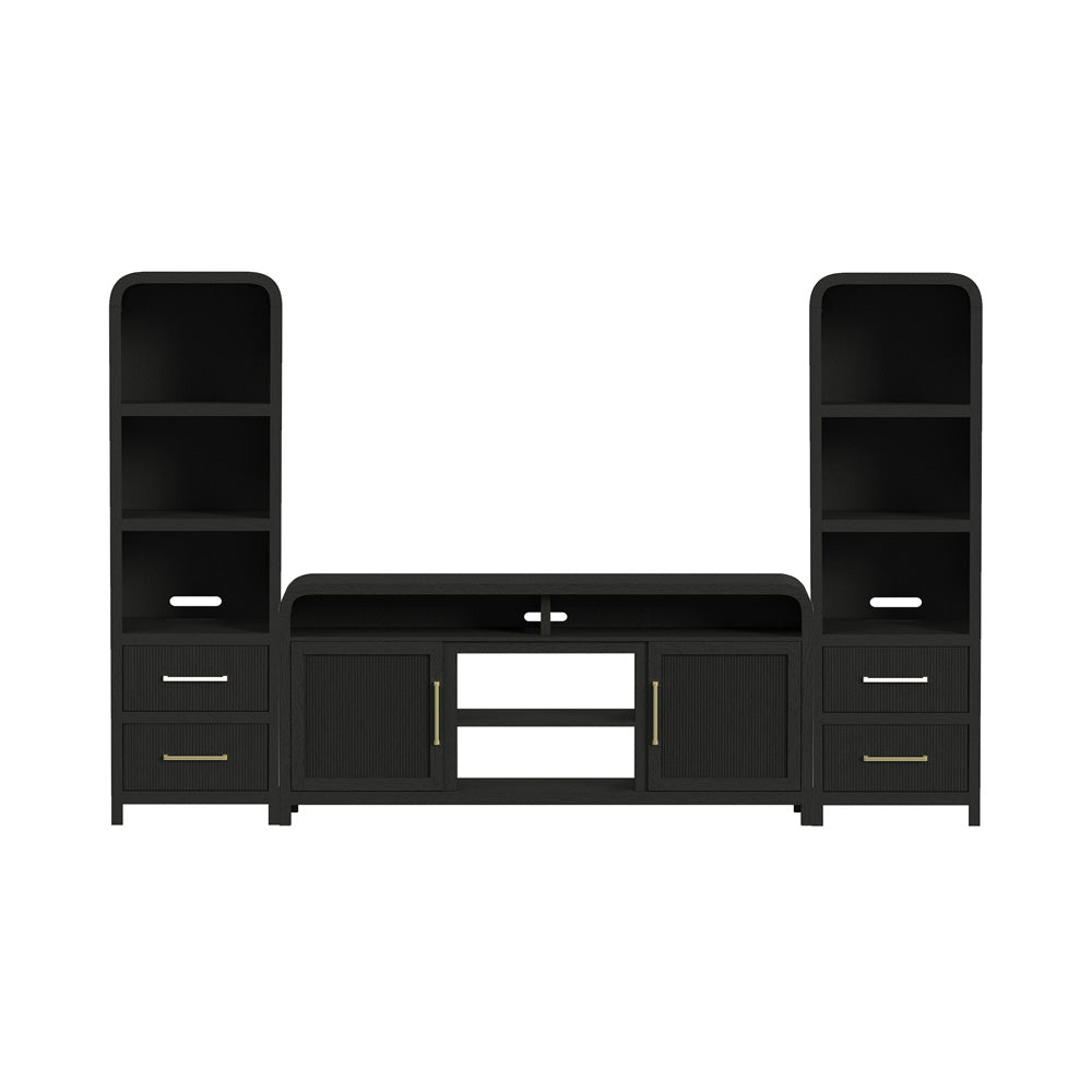 Picket House Furnishings - Woodridge 3PC Entertainment Unit With 70" TV Console in Black with Grain - LA-14440-8W-TV1-3PC view 1