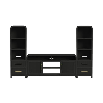 Picket House Furnishings - Woodridge 3PC Entertainment Unit With 70" TV Console in Black with Grain - LA-14440-8W-TV1-3PC view 1
