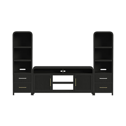 Picket House Furnishings - Woodridge 3PC Entertainment Unit With 70" TV Console in Black with Grain - LA-14440-8W-TV1-3PC view 1