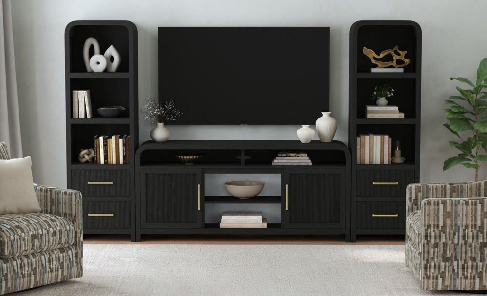 Picket House Furnishings - Woodridge 3PC Entertainment Unit With 70" TV Console in Black with Grain - LA-14440-8W-TV1-3PC view 7