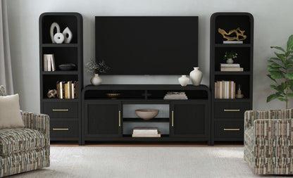 Picket House Furnishings - Woodridge 3PC Entertainment Unit With 70" TV Console in Black with Grain - LA-14440-8W-TV1-3PC view 7