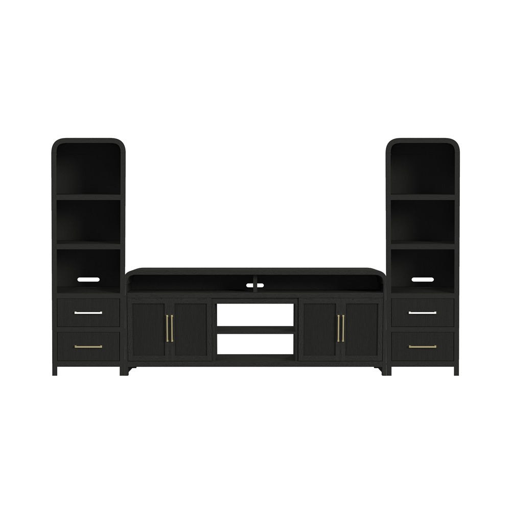 Picket House Furnishings - Woodridge 3PC Entertainment Unit With 82" TV Console in Black with Grain - LA-14440-8W-TV3-3PC view 1