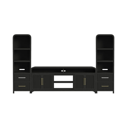 Picket House Furnishings - Woodridge 3PC Entertainment Unit With 82" TV Console in Black with Grain - LA-14440-8W-TV3-3PC view 1