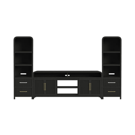 Picket House Furnishings - Woodridge 3PC Entertainment Unit With 82" TV Console in Black with Grain - LA-14440-8W-TV3-3PC view 1