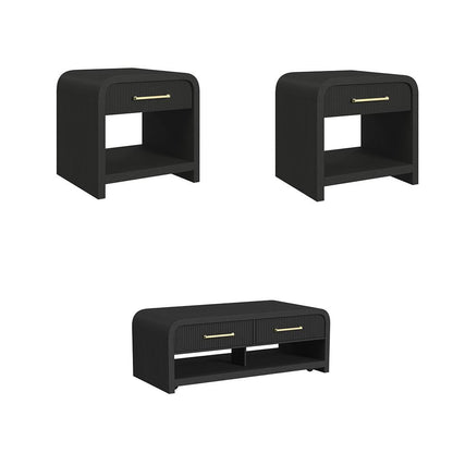 Picket House Furnishings - Woodridge 3PC Occasional Table Set in Black with Grain-Coffee Table & Two End Table - T-14440-8W-3PC veiw 1