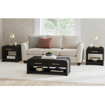 Picket House Furnishings - Woodridge 3PC Occasional Table Set in Black with Grain-Coffee Table & Two End Table - T-14440-8W-3PC veiw 4