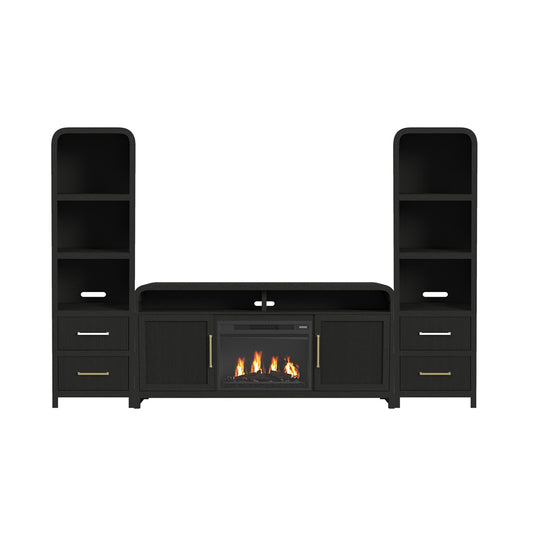 Picket House Furnishings - Woodridge 4PC Entertainment Unit With 70" TV Console in Black with Grain - LA-14440-8W-TV1-4PC view 1