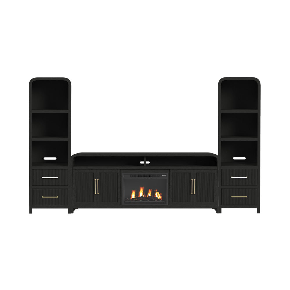 Picket House Furnishings - Woodridge 4PC Entertainment Unit With 82" TV Console in Black with Grain - LA-14440-8W-TV3-4PC view 1