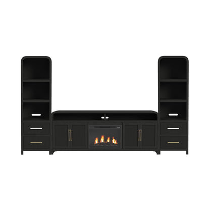 Picket House Furnishings - Woodridge 4PC Entertainment Unit With 82" TV Console in Black with Grain - LA-14440-8W-TV3-4PC view 1