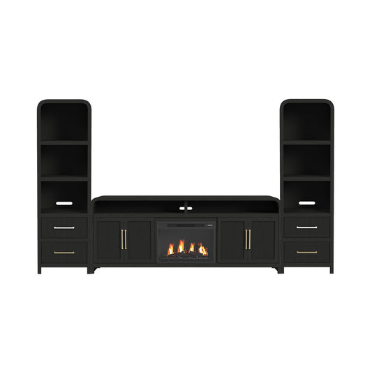Picket House Furnishings - Woodridge 4PC Entertainment Unit With 82" TV Console in Black with Grain - LA-14440-8W-TV3-4PC view 1