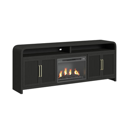 Picket House Furnishings - Woodridge 4PC Entertainment Unit With 82" TV Console in Black with Grain - LA-14440-8W-TV3-4PC view 2