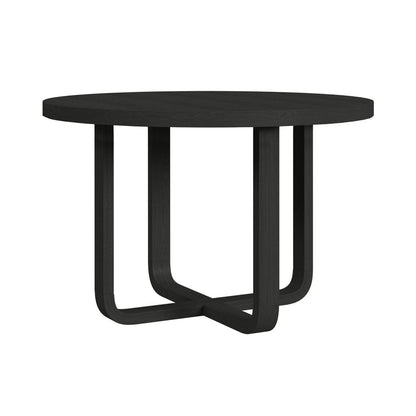 Picket House Furnishings - Woodridge  5PC Standard Height Dining Set in Black with Grain-Round Table and Four Grey Fabric Chairs - D-14440-8W-RDT-5PC