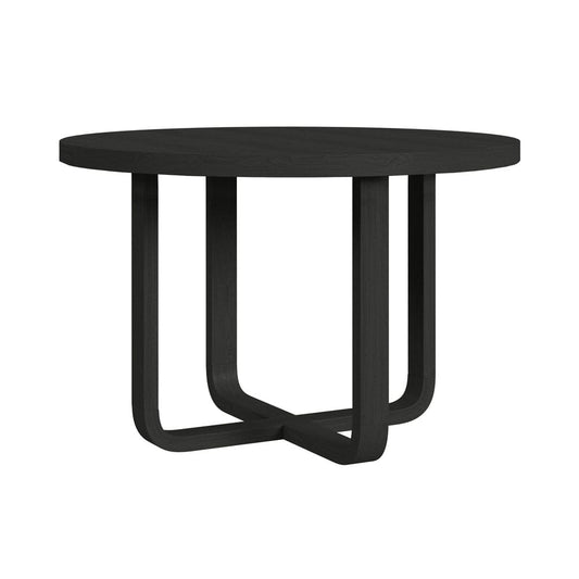 Picket House Furnishings - Woodridge  5PC Standard Height Dining Set in Black with Grain-Round Table and Four Grey Fabric Chairs - D-14440-8W-RDT-5PC