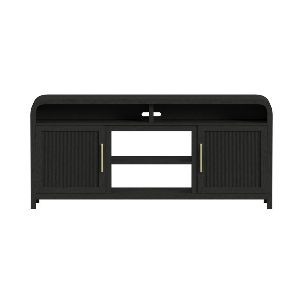 Picket House Furnishings - Woodridge 70" TV Console without Fireplace Insert in Black with Grain - LA-14440-8W-TV1 view 2