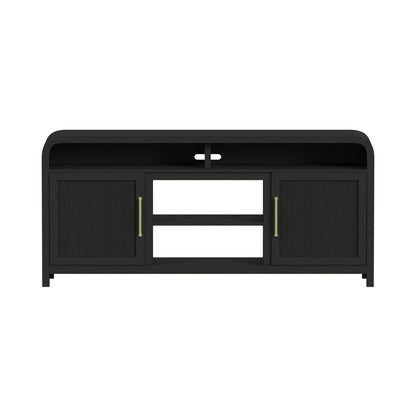 Picket House Furnishings - Woodridge 70" TV Console without Fireplace Insert in Black with Grain - LA-14440-8W-TV1 view 2