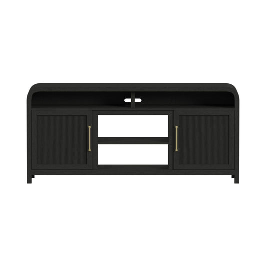 Picket House Furnishings - Woodridge 70" TV Console without Fireplace Insert in Black with Grain - LA-14440-8W-TV1 view 2