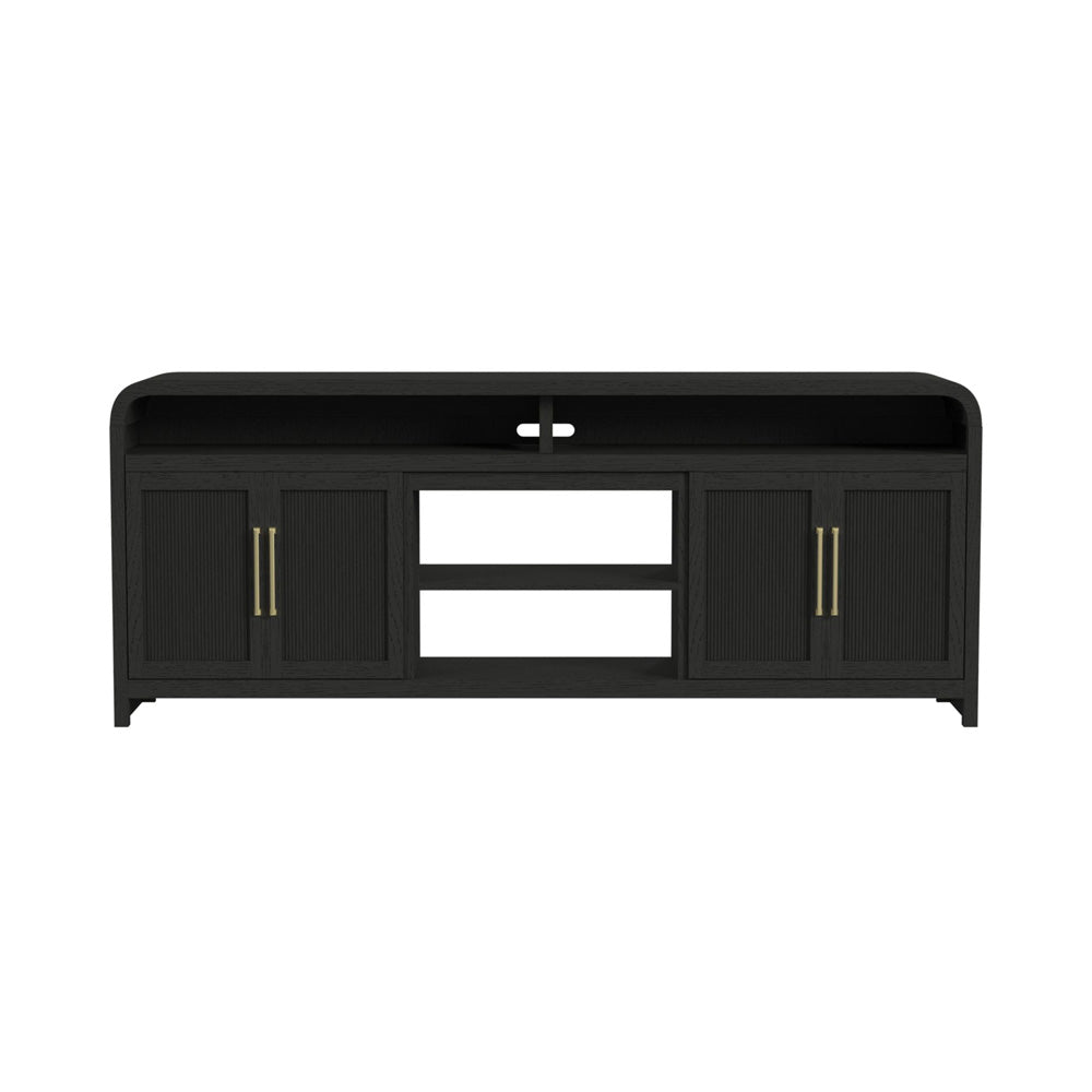 Picket House Furnishings - Woodridge 82" TV Console without Fireplace Insert in Black with Grain - LA-14440-8W-TV3 view 2