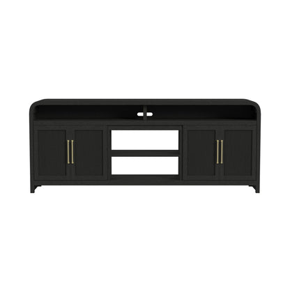 Picket House Furnishings - Woodridge 82" TV Console without Fireplace Insert in Black with Grain - LA-14440-8W-TV3 view 2