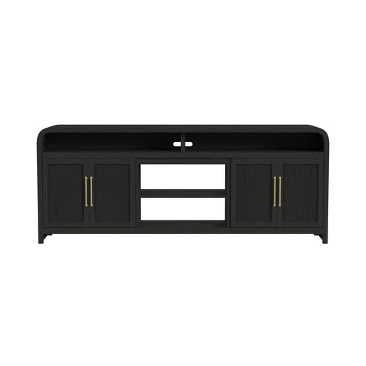 Picket House Furnishings - Woodridge 82" TV Console without Fireplace Insert in Black with Grain - LA-14440-8W-TV3 view 2