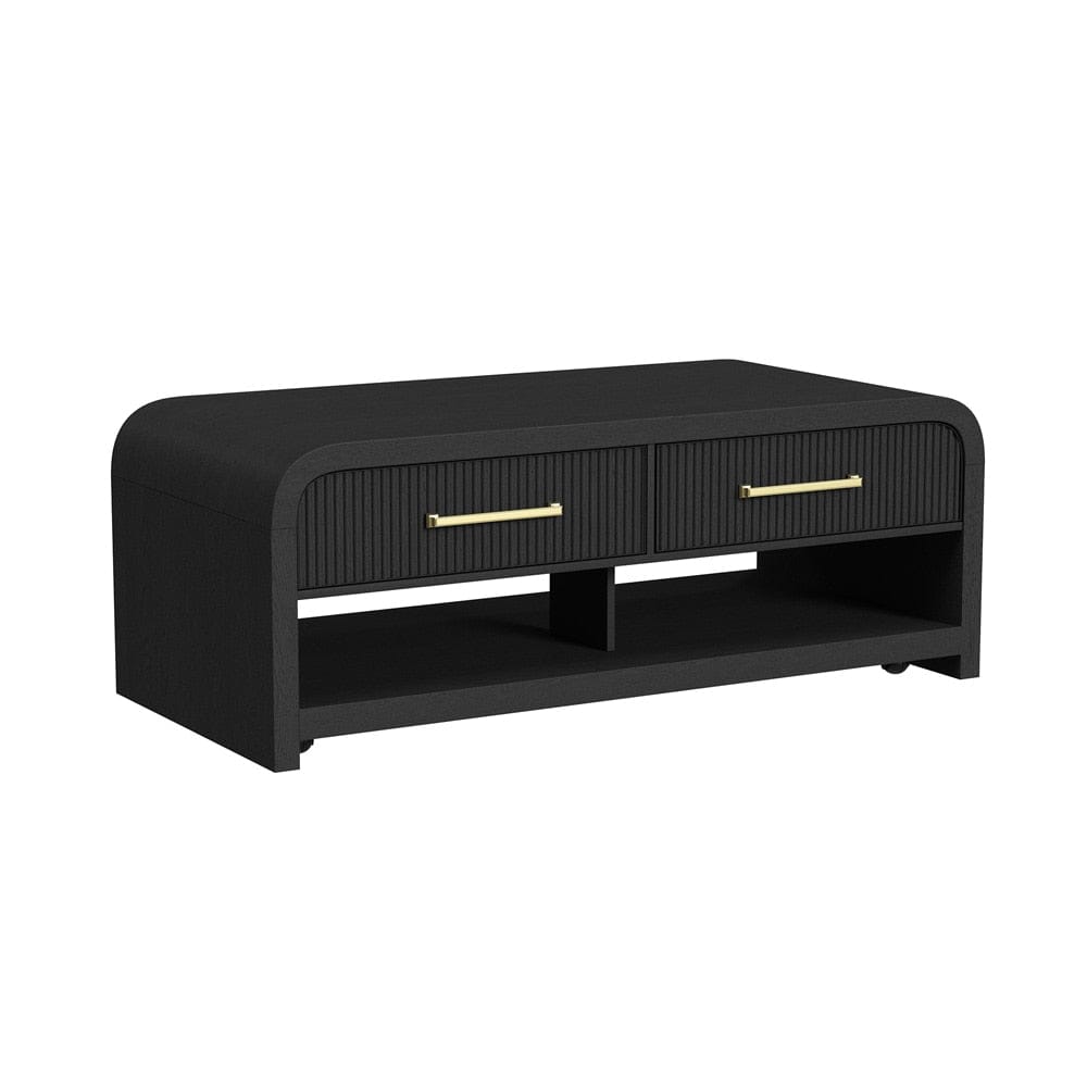 Picket House Furnishings - Woodridge Coffee Table with Casters/Push Through Drawer in Black with Grain - T-14440-8W-CT veiw 1