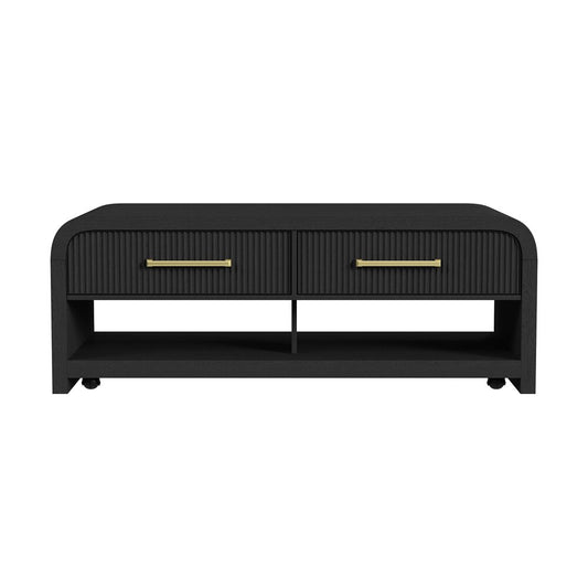 Picket House Furnishings - Woodridge Coffee Table with Casters/Push Through Drawer in Black with Grain - T-14440-8W-CT veiw 2