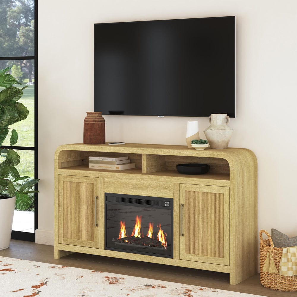 Picket House Furnishings - Woodridge Complete Fireplace Cabinet in Natural - Single Pack - LA-14440-6-FP view 1