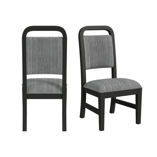 Picket House Furnishings - Woodridge  Dining Side Chair with Grey Fabric in Black with Grain (2 Per Carton) - D-14440-8W-SC view 1
